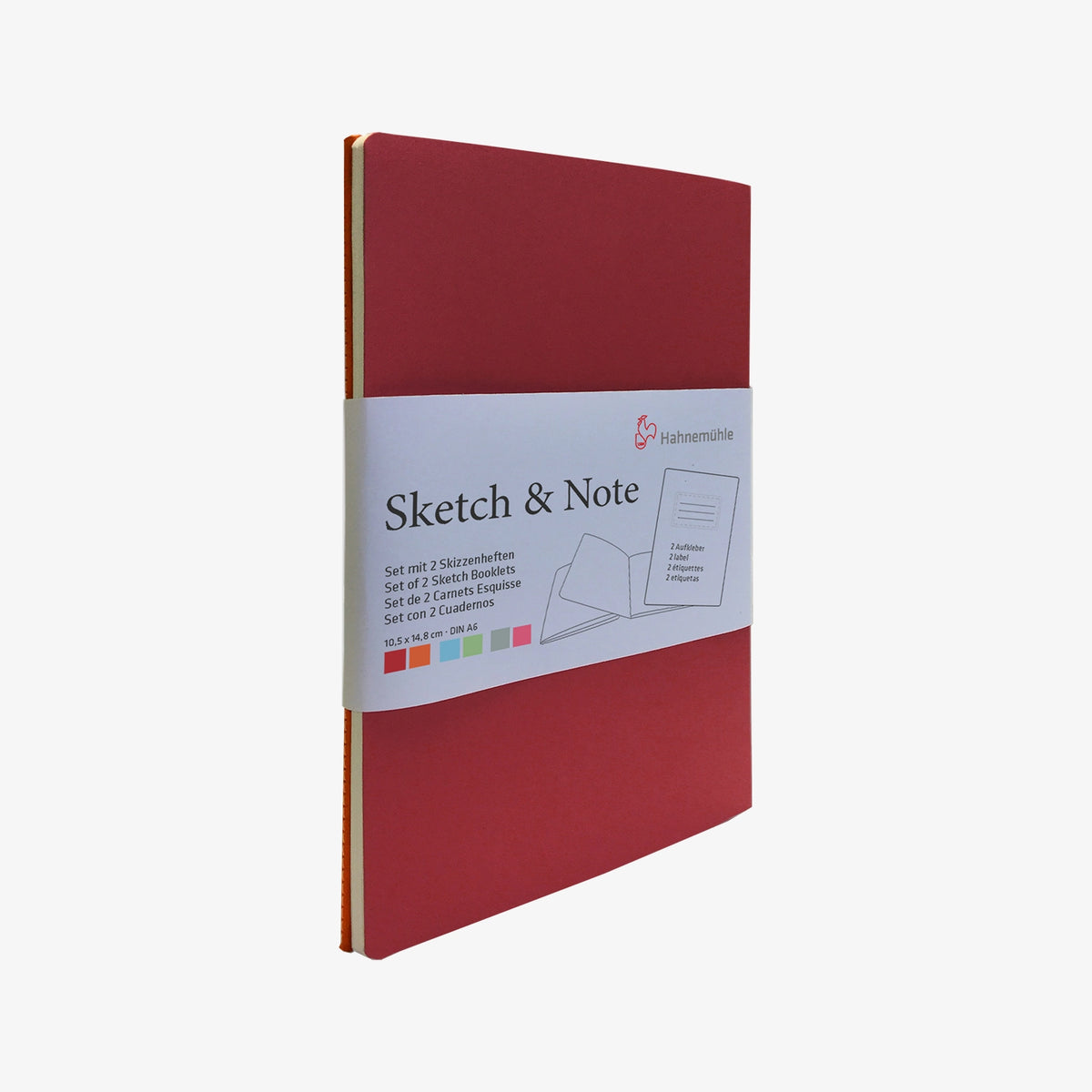 Hahnemuehle-Sketch-und-Notes-2Hefte-A6-Red-Bundel-Produktansicht-cover-vorn-seitlich