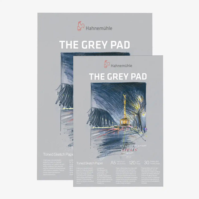 Hahnemuehle-Skizzenblock-mit-grauen-Papier-A4-und-A5-The-_Grey-_Pad-30Blatt-120grm-Produktansicht-cover-von-vorn