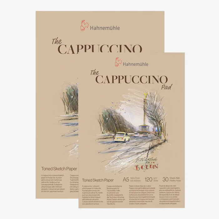 Hahnemuehle-Skizzenblock-mit-hellbraunen-Papier-A4-und-A5-The-Cappuccino-Pad-30Blatt-120grm-Produktansicht-cover-von-vorn