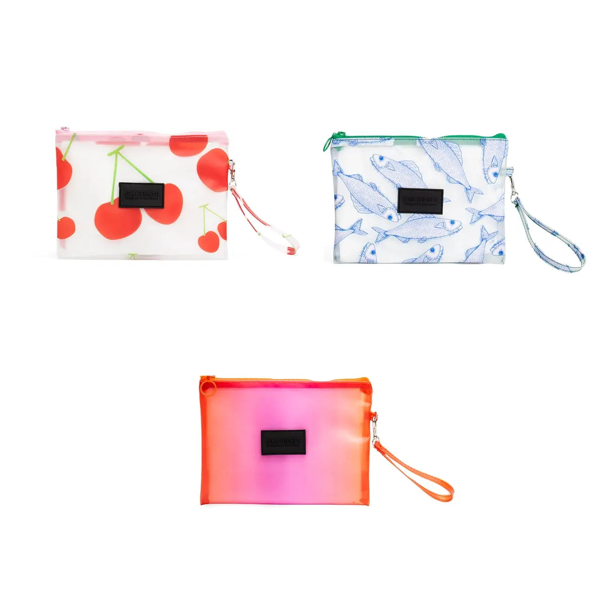 Helio-Ferretti-Clutch-Sunset-leuchtend-orange-Prouktansicht-seitlich-mit 2 anderen-clutches-als-beispiel