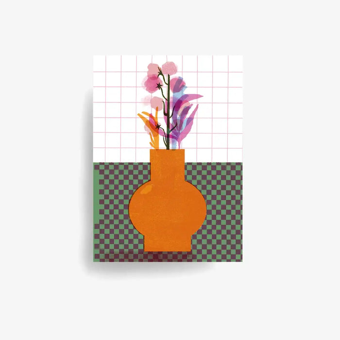 Jung-wie-Alt-Postkarte-A6-Blumen-in-vase-Produktansicht