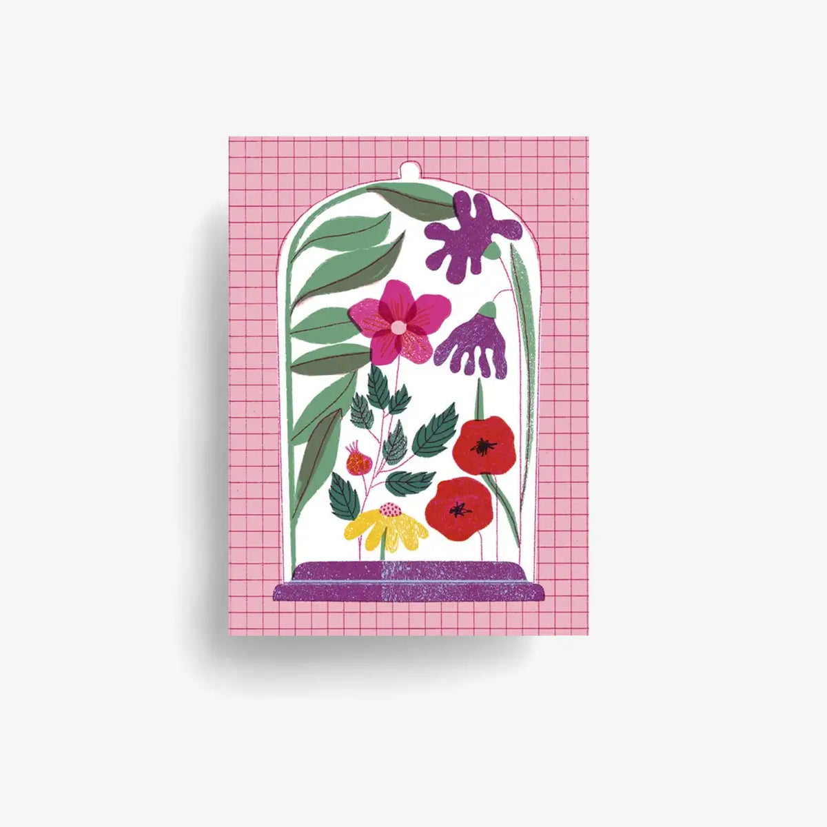 Jung-wie-Alt-Postkarte-A6-Blumen-unter-glas-Produktansicht