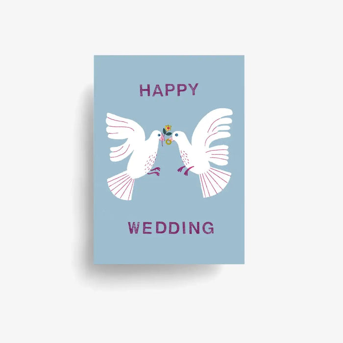 Jung-wie-Alt-Postkarte-A6-Lovebirds-texr-happy-wedding-Produktansicht