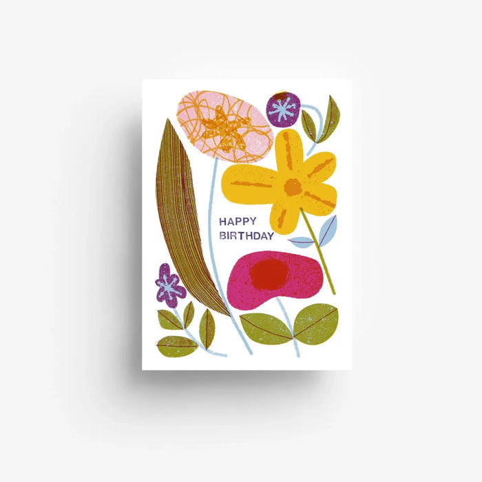 Postkarte /Happy Birthday Blumen 2