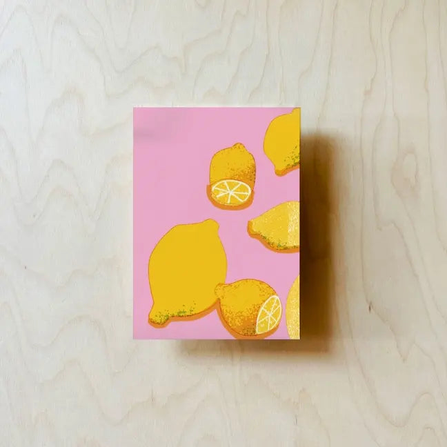 Postkarte / rosa Zitronen