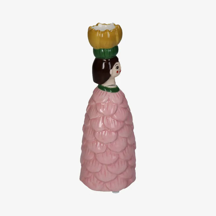 Kerzenstaender-Blumen-Maedchen-rosa-4x7x18cm-Ansicht-von-Seite