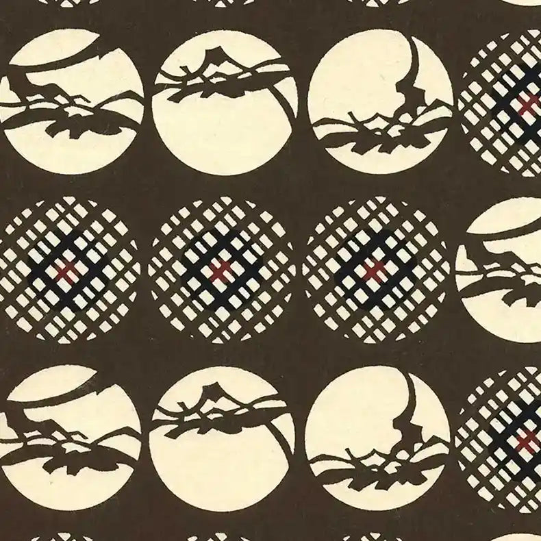 KAtazome-Shi-Bogen-Ausschnitt-Motiv-Blumen-Mustern-braun-2
