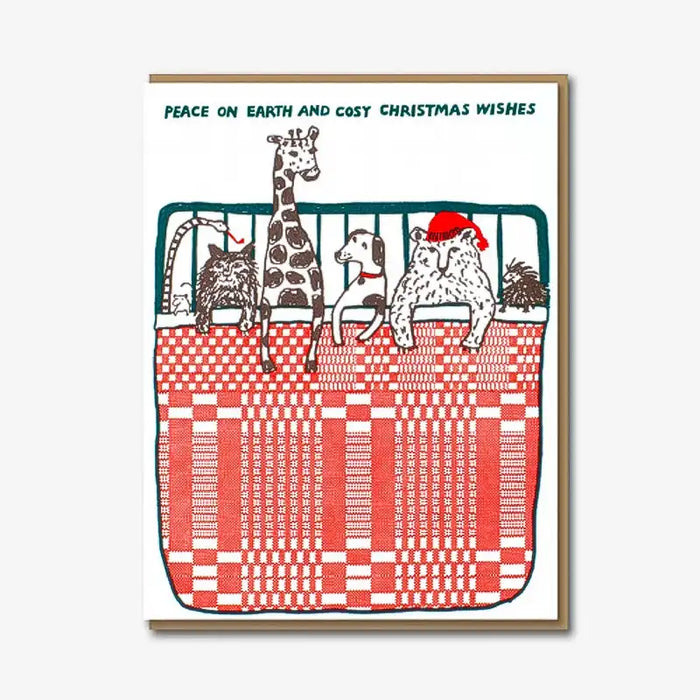 Karte-mit-umschlag-Artist-Egg-press-Motiv-Peace-On-Earth-Text-Peace-On-Earth-And-Cosy-Christmas-Wishes_-A6-cover-vorn-Produktansicht-2