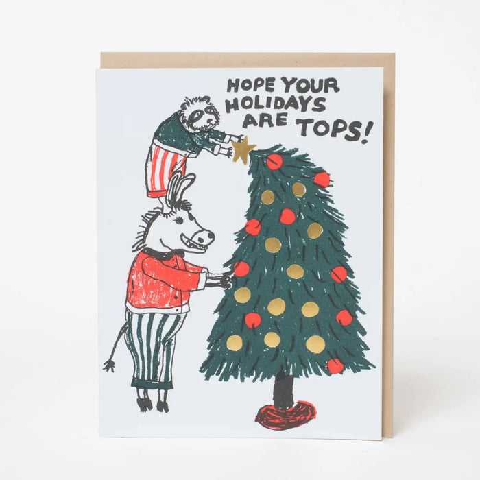 Grusskarte / Greeting Card / Egg Press Xmas / tops holiday tree christmas card