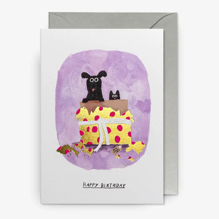 Karte-mit-umschlag-Artist-John-Bond-Motiv-Dog-_-Cat-Suprise-Text-Happy-Birthday-A6-cover-vorn-Produktansicht-2