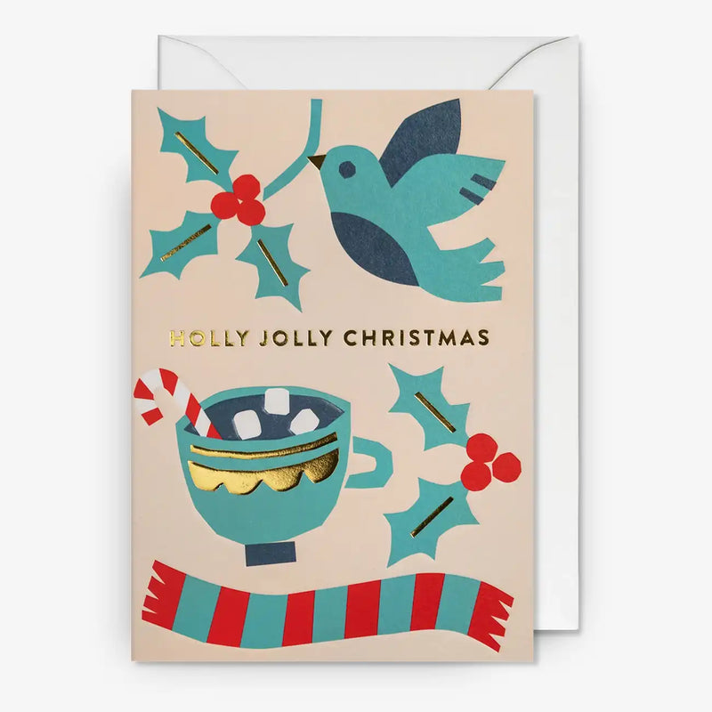 Karte-mit-umschlag-Artist-Myriam-Van-Neste-Motiv-Holly-Jolly-Cosy-Collag-Christmas-Text-Holly-Jolly-Chrismas-A6-cover-vorn-Produktansicht-2