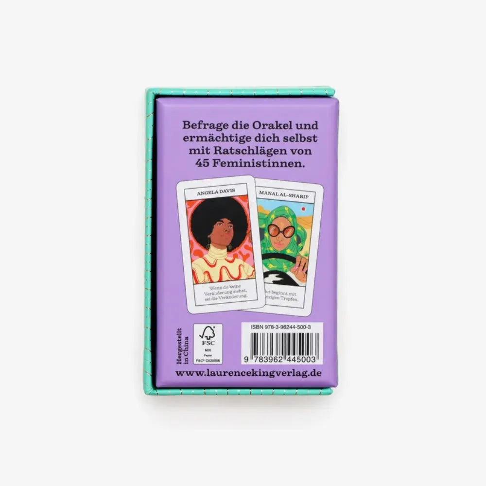 Kartenspiel-Laurence-king-verlag-Feministinnen-Orakel-Mini-KArtenspiel-verpackung-cover-von-hinten