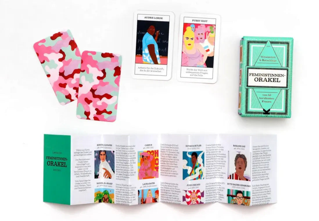 Kartenspiel-Laurence-king-verlag-Feministinnen-Orakel-Mini-KArtenspiel-verpackung-und-inhalt-2