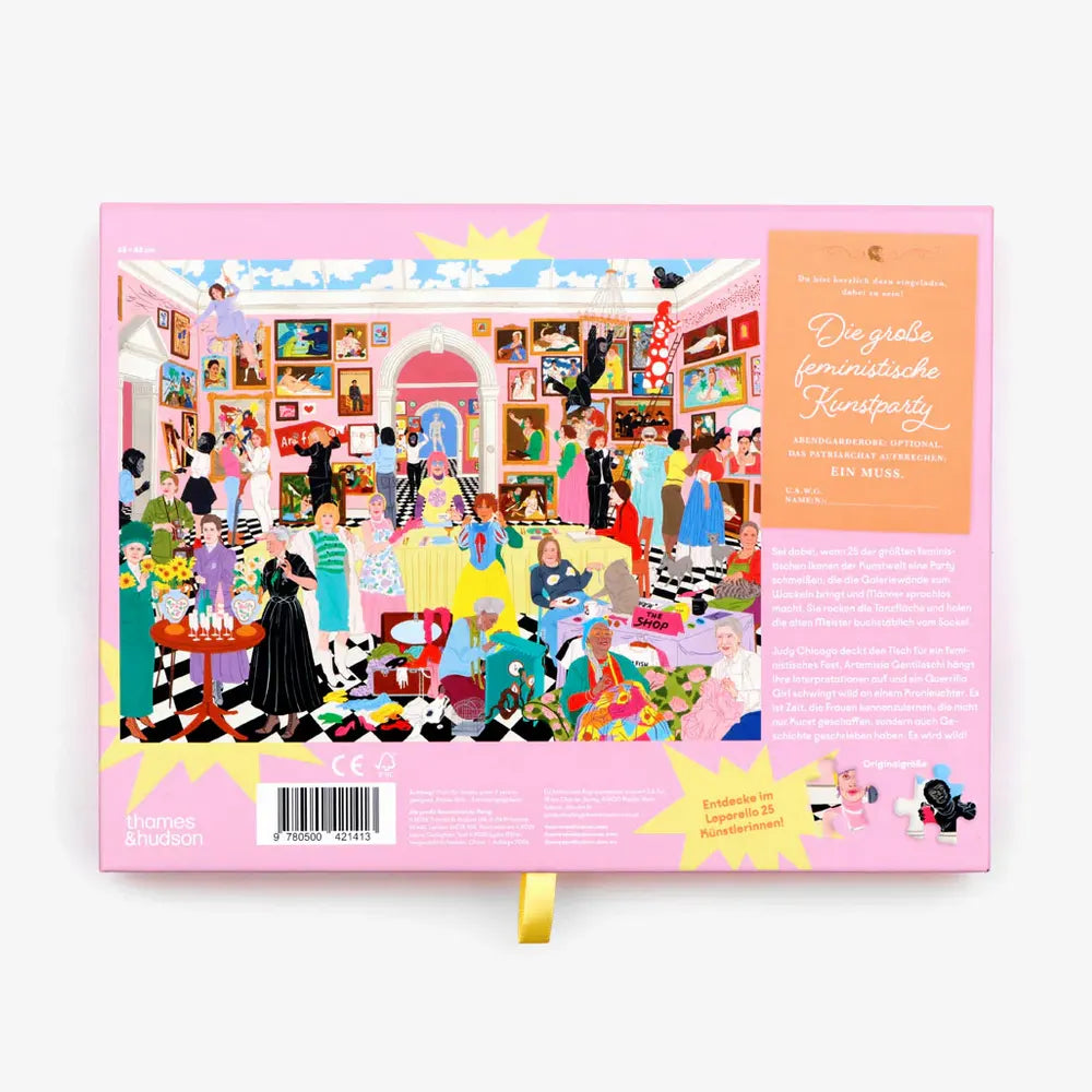 Laurence-king-verlag-Puzzle-fuer-Erwachsene-Die-grosse-feministische-Kunstparty-Puzzle1000teilig-verpackung-cover-von-hinten