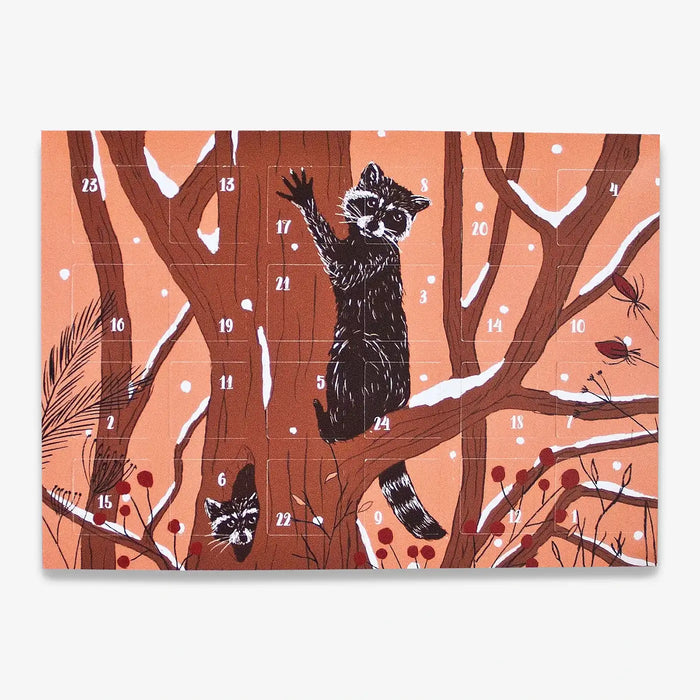 Katja-Rub-A6-Adventskalender-Postkarte-Waschbaer-Produktansicht-Vorn