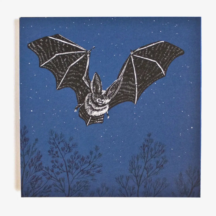 Katja-Rub-Quadratische-Postkarte-14.8x14.8cm-Fledermaus-Produktansicht-Vorn