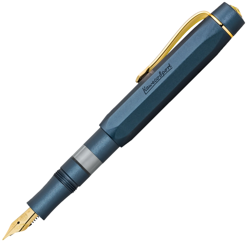 Kaweco / PISTON SPORT / AL / Navy/Gold / F / Kolbenfüller Starter Set mit Tinte