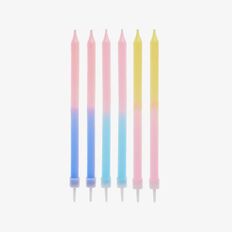 Kerzen-Set-14Stk-Dip-Dye-Blau-Pink-Gelb-O0_7x12_5cm-Produktansicht