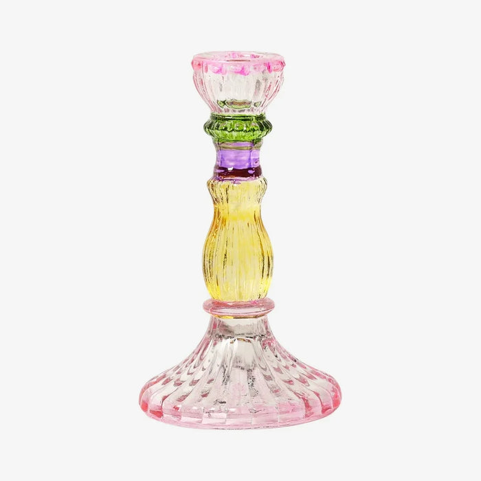 Candle holder / Kerzenständer / Kerzenhalter aus Glas / mehrfarbig / 15xø8,5 cm