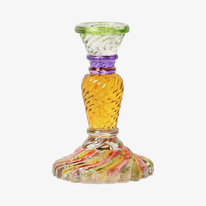 Candle holder / Kerzenständer / Kerzenhalter aus Glas / mehrfarbig / 16xø11 cm