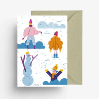 Karte mit Umschlag / Schneeballschlacht