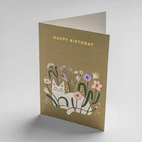 Klappkarte-Format-A6-109x155mm-Designer-Essi-Kimpimaeki-Motiv-Wildflower-Cat-Birthday