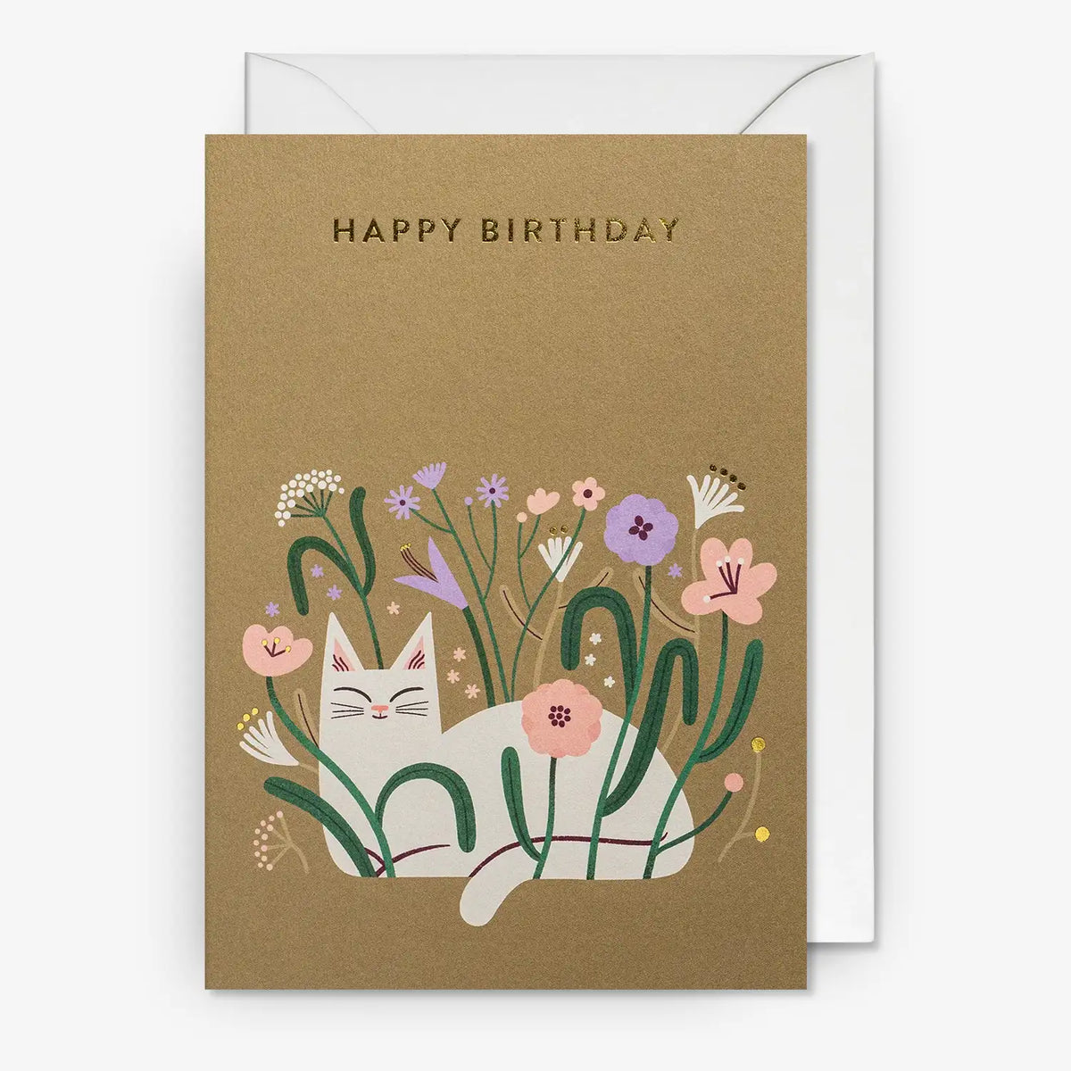 Klappkarte-mit-Umschlag-Format-A6-109x155mm-Designer-Essi-Kimpimaeki-Motiv-Wildflower-Cat-Birthday
