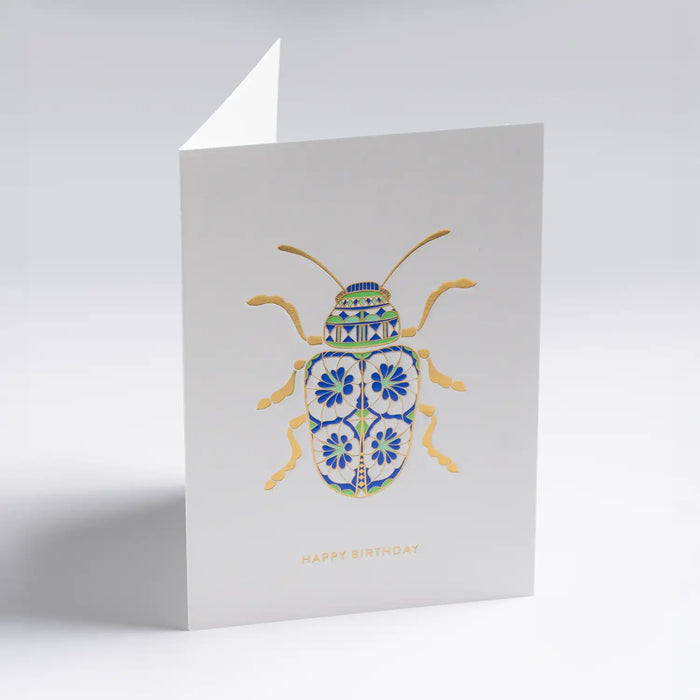 Klappkarte-Format-A6-109x155mm-Designer-Hanna-Werning-Motiv-Decorative-Beetle-Happy-Birthday