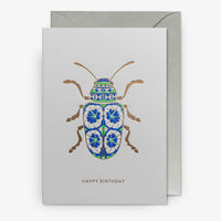 Klappkarte-mit-Umschlag-Format-A6-109x155mm-Designer-Hanna-Werning-Motiv-Decorative-Beetle-Happy-Birthday