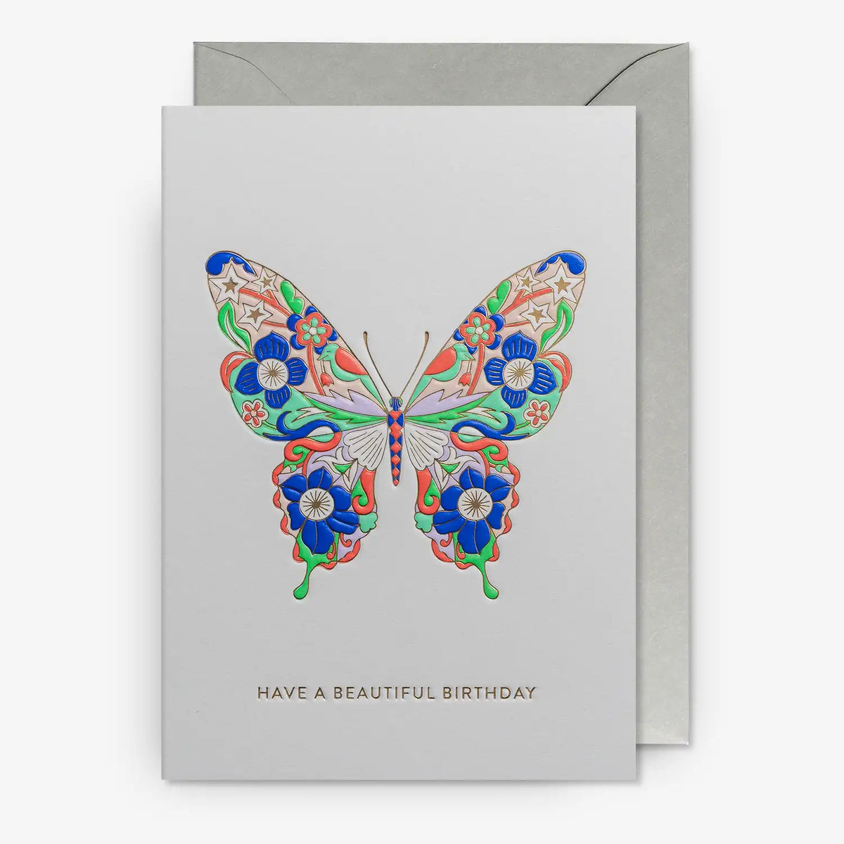 Klappkarte-mit-Umschlag-Format-A6-109x155mm-Designer-Hanna-Werning-Motiv-Floral-Butterfly-Beautiful-Birthday