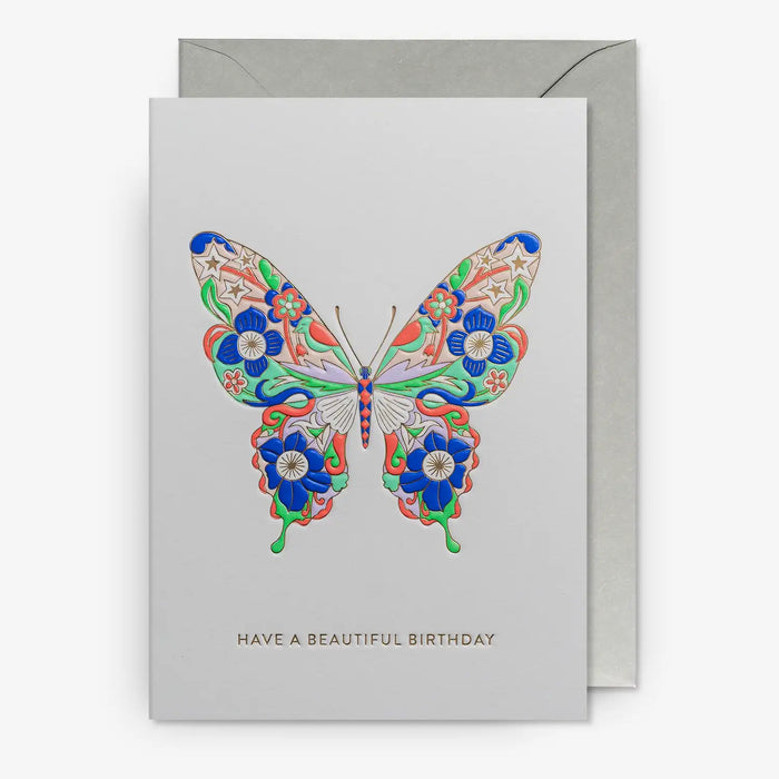 Klappkarte-mit-Umschlag-Format-A6-109x155mm-Designer-Hanna-Werning-Motiv-Floral-Butterfly-Beautiful-Birthday