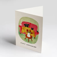 Klappkarte-Format-A6-109x155mm-Designer-John-Bond-Motiv-Cat-_-Dog-Sofa-Anniversary