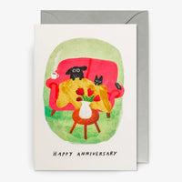 Klappkarte-mit-Umschlag-Format-A6-109x155mm-Designer-John-Bond-Motiv-Cat-_-Dog-Sofa-Anniversary