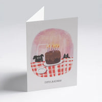 Klappkarte-Format-A6-109x155mm-Designer-John-Bond-Motiv-Dog-_-Cat-Cake-Happy-Birthday-2