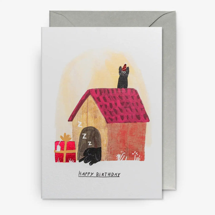 Klappkarte-mit-Umschlag-Format-A6-109x155mm-Designer-John-Bond-Motiv-Sleeping-Dog-Happy-Birthday