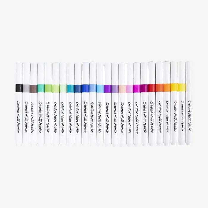 Kreativ-Multi-Marker-Standardfarben-24er-Set-Acryl-non-permanent-4mm-Strichstaerke-Alle-Stifte-ohne-Verpackung-Ansicht-geschlossen