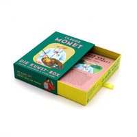 Kunstbox-Claude-Monet-10jahren-Laurence-King-Verlag-Produkt-Verpackung-Box-cover-oben-seitlich-geoeffnet-mit-inhalt