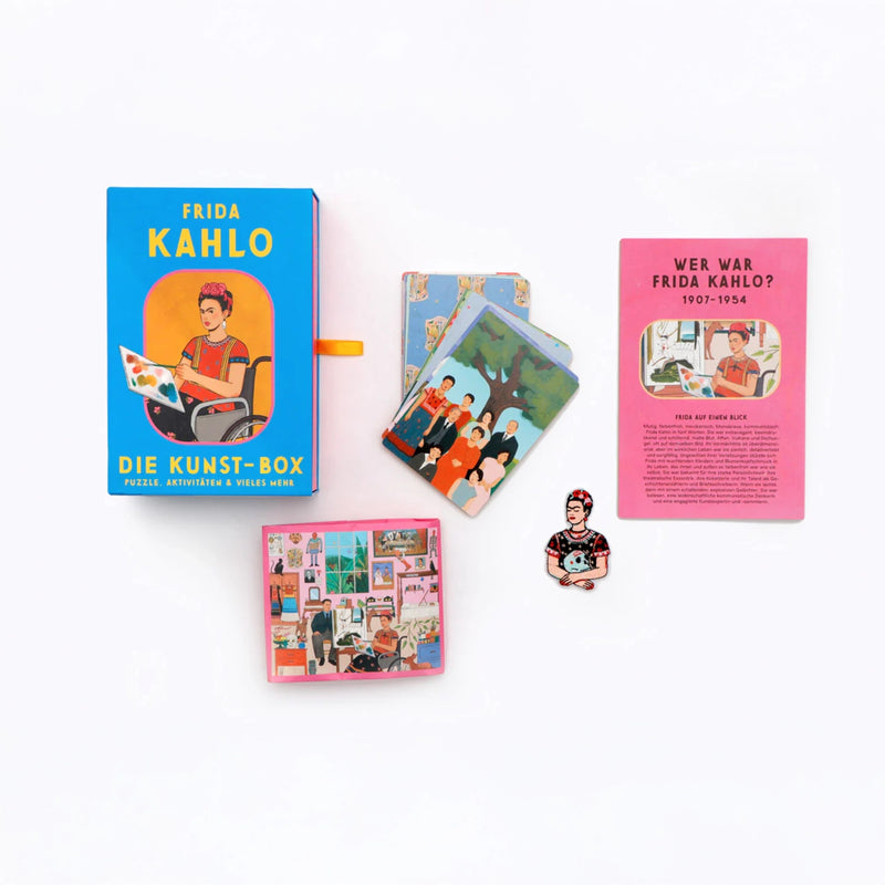 Kunstbox-Frida-Kahlo-10jahren-Laurence-King-Verlag-Produkt-Verpackung-Box-cover-oben-und-inhalt-1