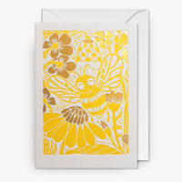 LAgom-Grusskarte-mit-Umschlag-Hanna-Werning-Bumble-Bee-Linoldruck-und-Folienpraegung