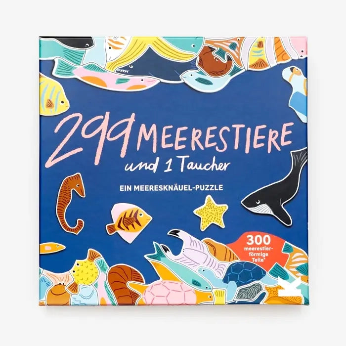 LAurence-King-Verlag-299-Meerestiere-und-1Taucher-Puzzle-box-Verpackung-oben