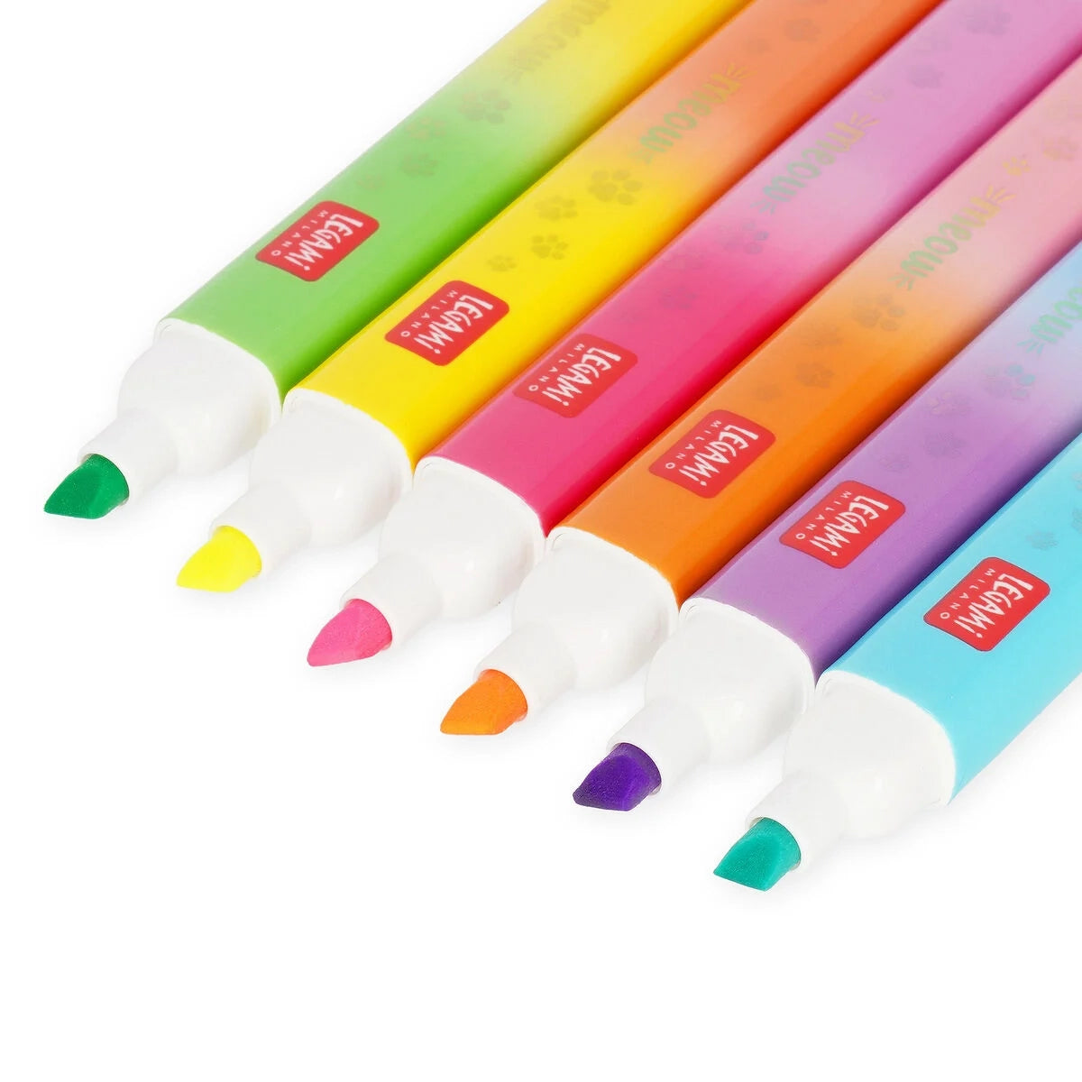 LEgami-Textmarker-12-FArben-6-neonfarben-6-PAstelfarben-4mm-chisel-Produktansicht-6-neon-Stiftspitzen