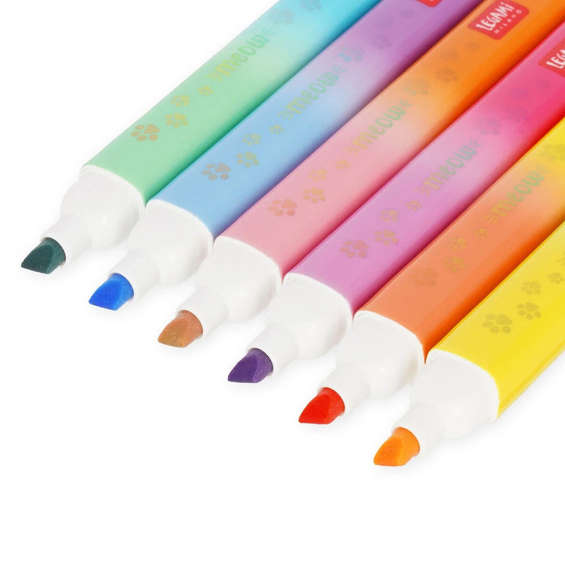 LEgami-Textmarker-12-FArben-6-neonfarben-6-PAstelfarben-4mm-chisel-Produktansicht-6pastell-Stiftspitzen