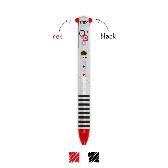 LEgami-Zweifarbiger-Kugelschreiber-ROBOT-Click-Clack-Tinte-rot-schwarz-Produktansicht-ganzer-Stift-2