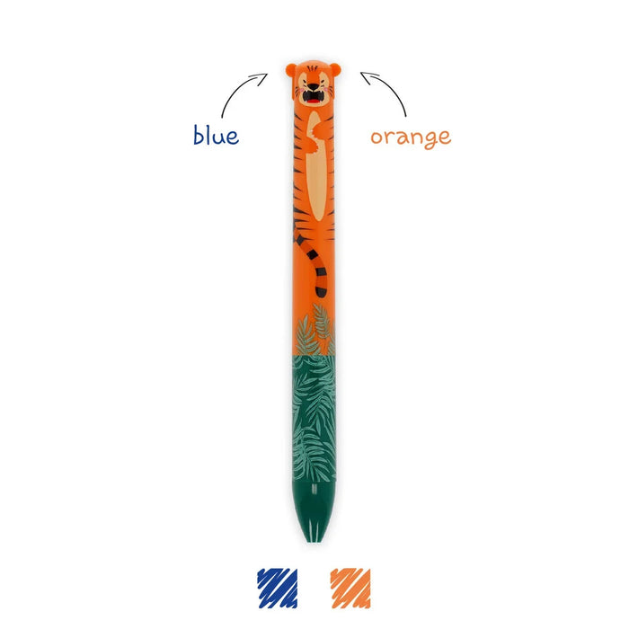 LEgami-Zweifarbiger-Kugelschreiber-Tiger-Click-Clack-Tinte-blau-orange-Produktansicht-ganzer-Stift-2