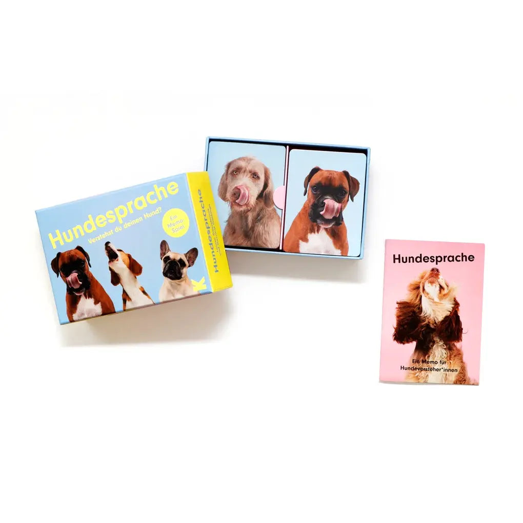 Memospiel-Laurence-king-verlag-Memo-Spiel_-Hundesprache_-Verstehst-du-deinen-Hund-ab-6Jahren-verpackung-und-Inhalt