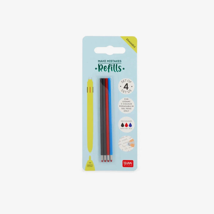 Ersatzminen für löschbaren Gelstift / 4er Set  / 2xschwarz+1xRot+1xblau