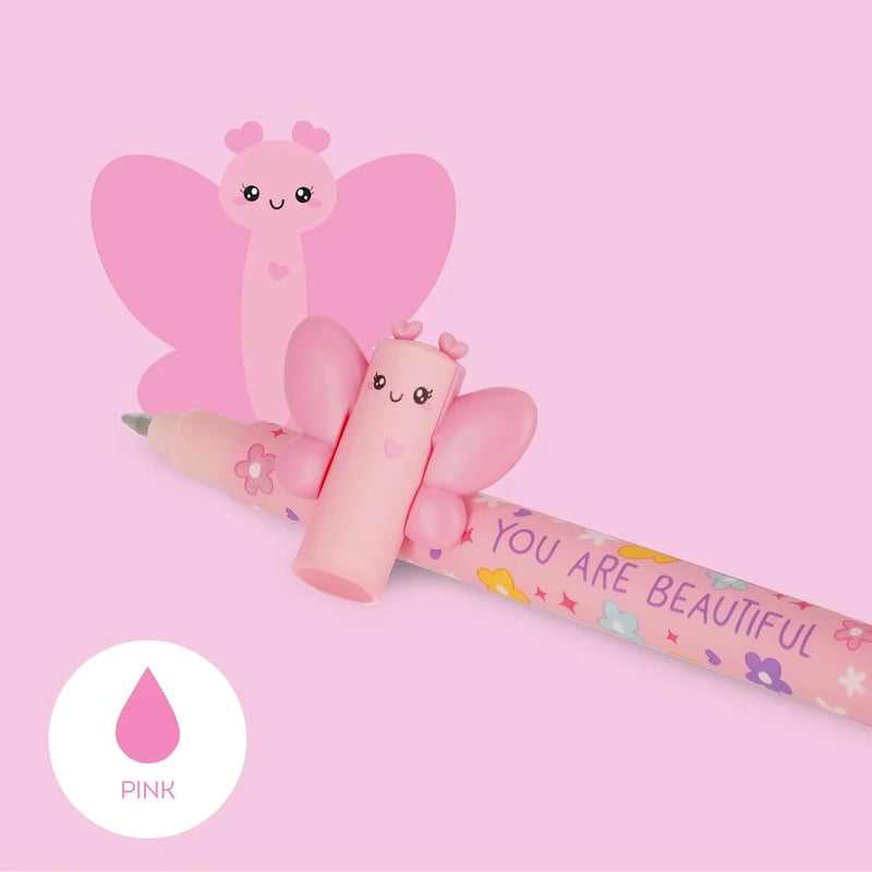 Legami_Loeschbarer-gelstift-Schmeterling-strichfarbe-Pink-Produktansicht-Stiftespitze