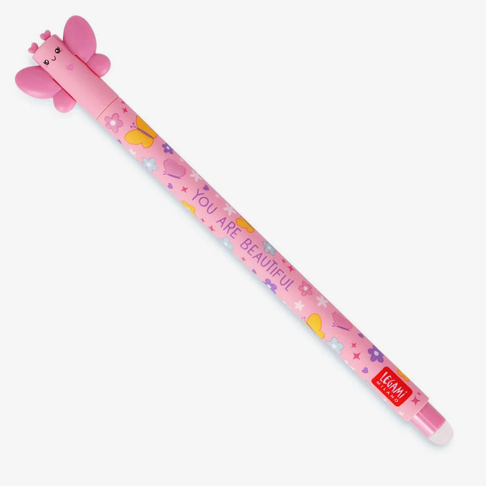 Legami_Loeschbarer-gelstift-Schmeterling-strichfarbe-Pink-ganzer-Stift-Produktansicht