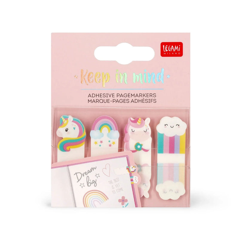 Legami_Pagemarker-80stk-Keep-in-Mind-Einhorn-Produktansicht-in-Verpackung-von-vorn