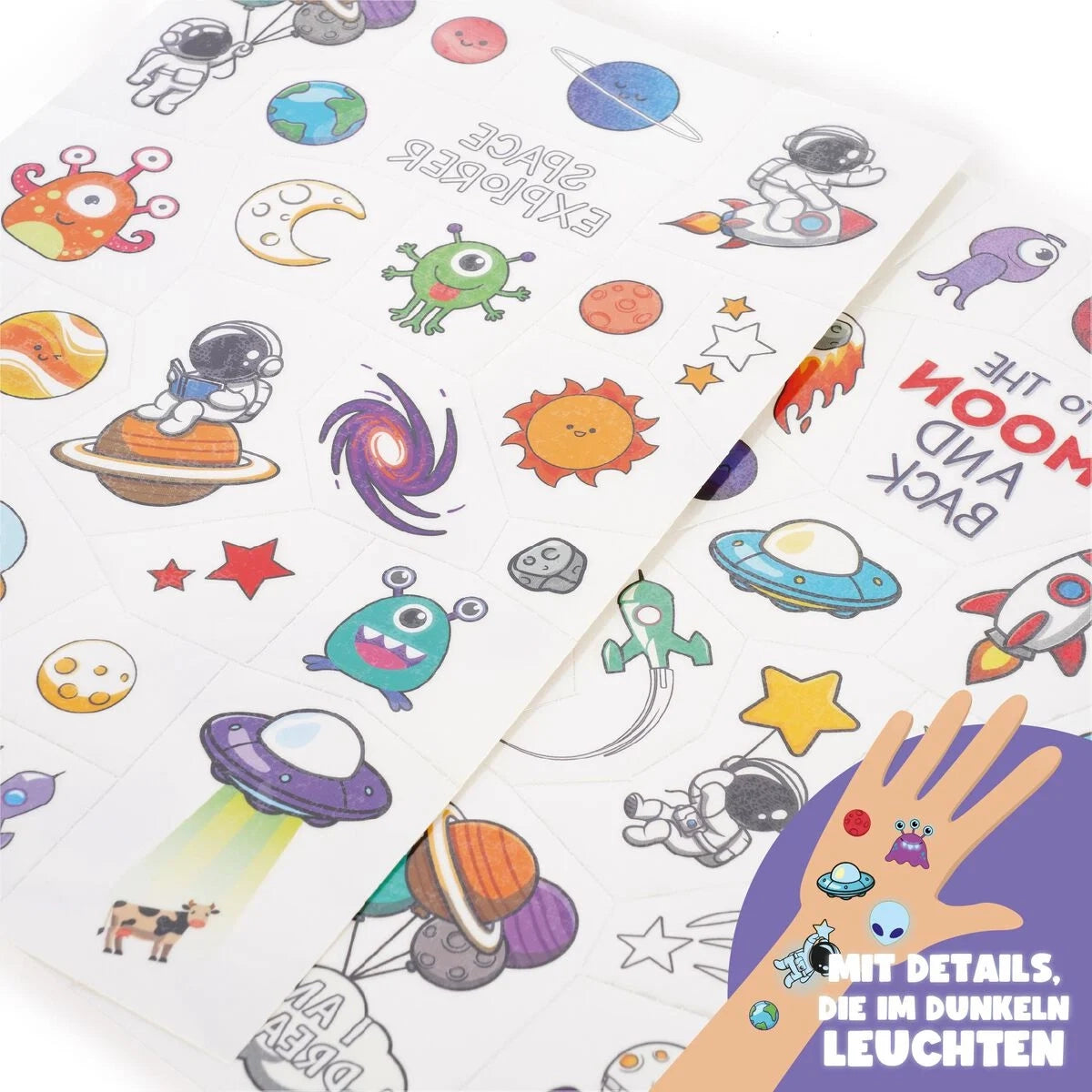 Legami_Temporaere-Tattoos-Space-TATTOO-2boegen-50-tattoos-15x21cm-Produktansicht-vergroessert